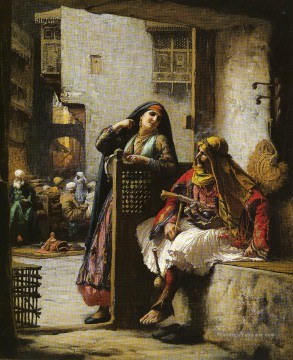 ALMEH FLIRTANT AVEC UN CAIRE DE POLITIQUE ARMENIQUE Arabic Frederick Arthur Bridgman Peinture à l'huile